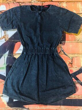 Motel Black Acid Wash Jean Dress Size Small